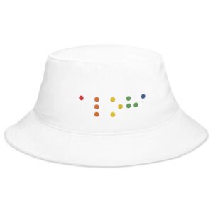 Embroidered Rainbow Aloha Braille Bucket Hat