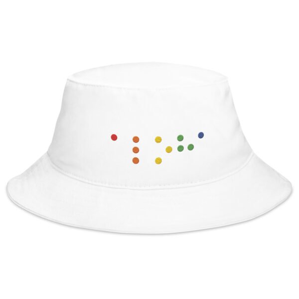 Embroidered Rainbow Aloha Braille Bucket Hat